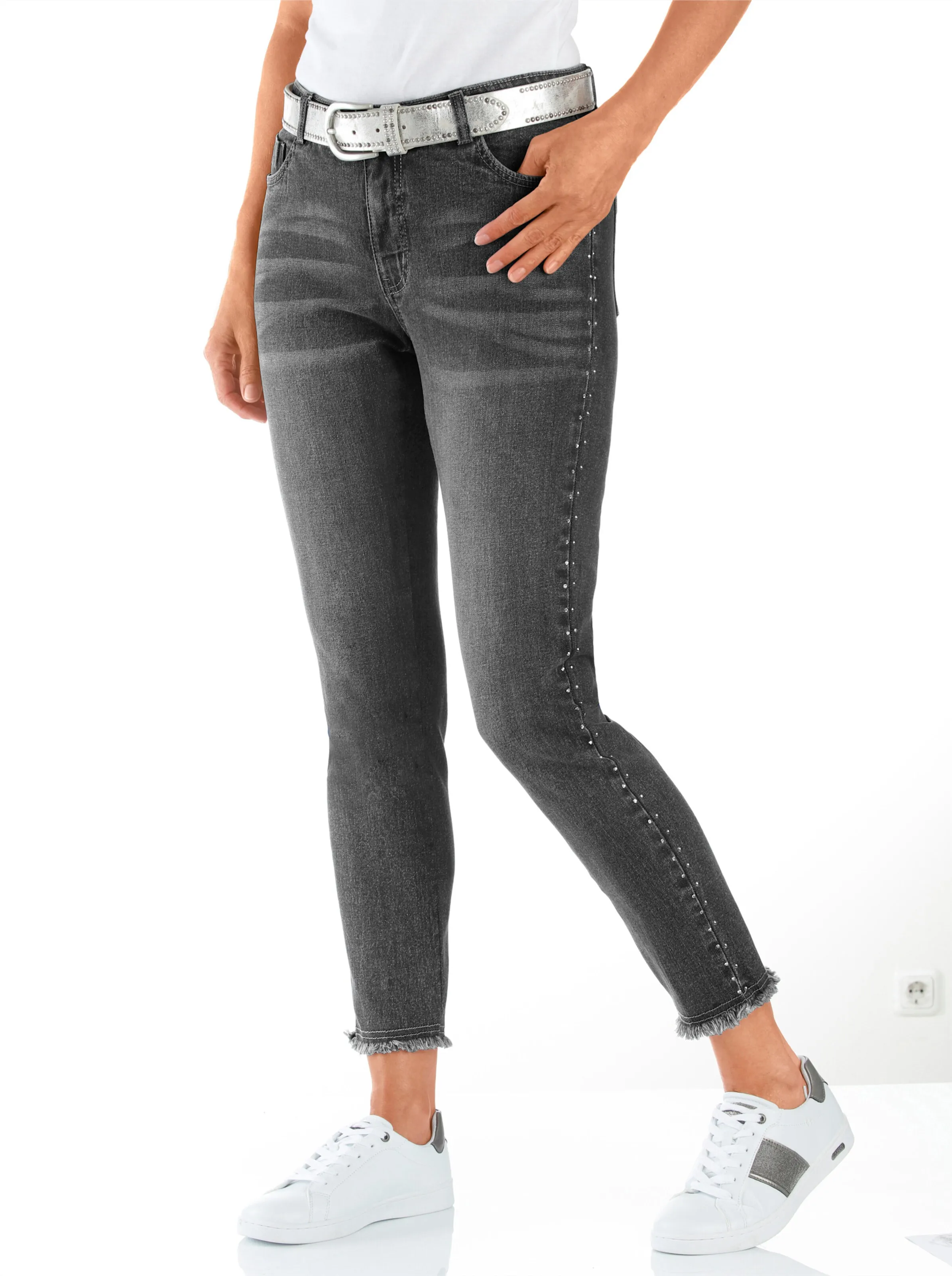 7/8-Jeans in anthrazit-denim
