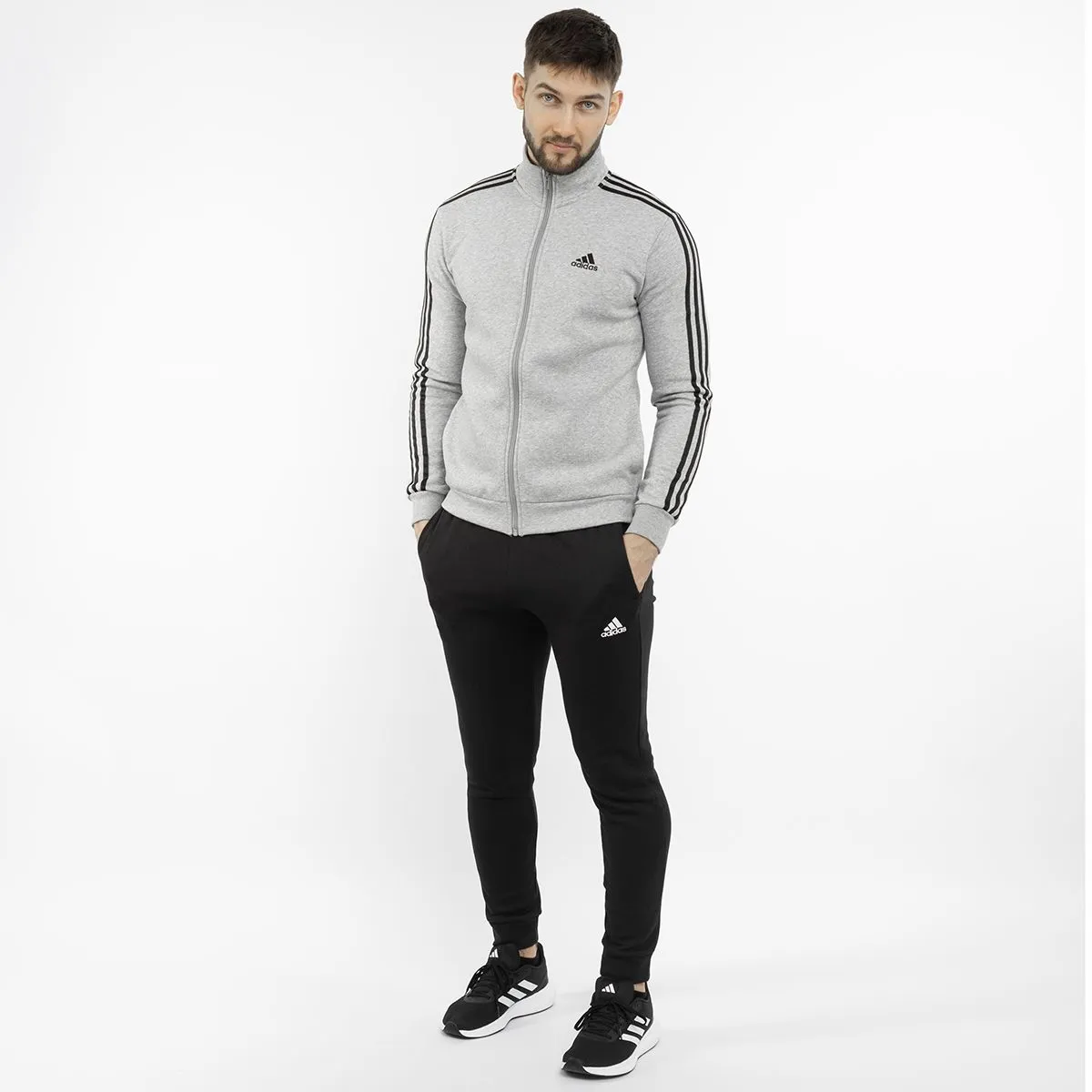 adidas Herren Trainingsanzug Basic 3-Stripes Fleece IA3073