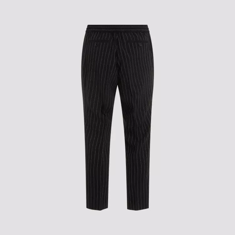   AMI Paris  Elasticated Waist Black Virgin Wool Pants Black