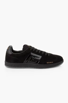 BALMAIN Suede & Patent Leather Sneakers Swan  