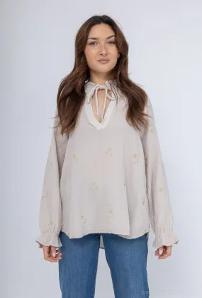 Baumwollbluse mit Blumendruck