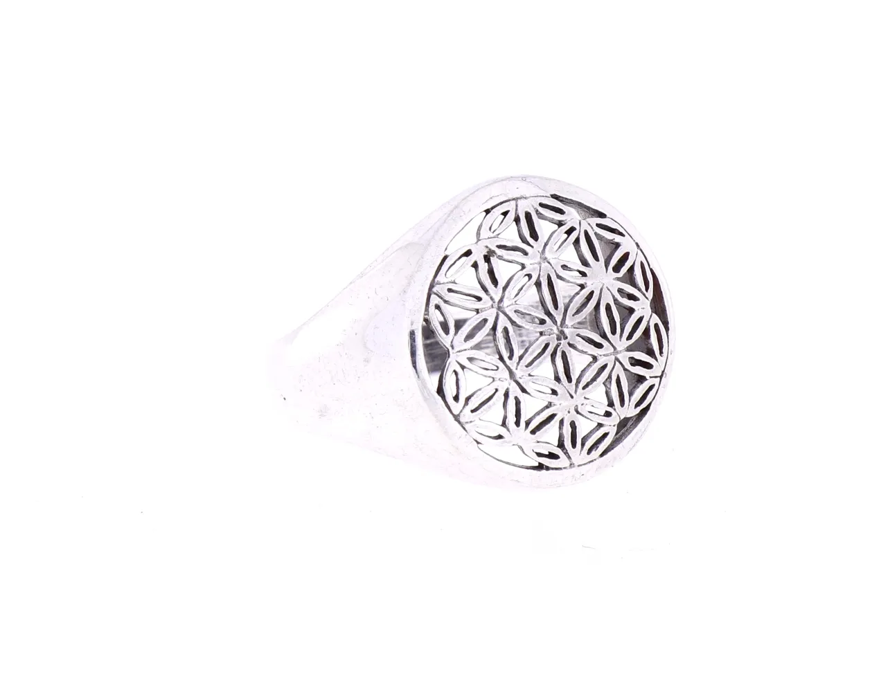 Blume des Lebens auf Nepal Ring Handarbeit Silber Größe 60-9 Fingerring IX-40