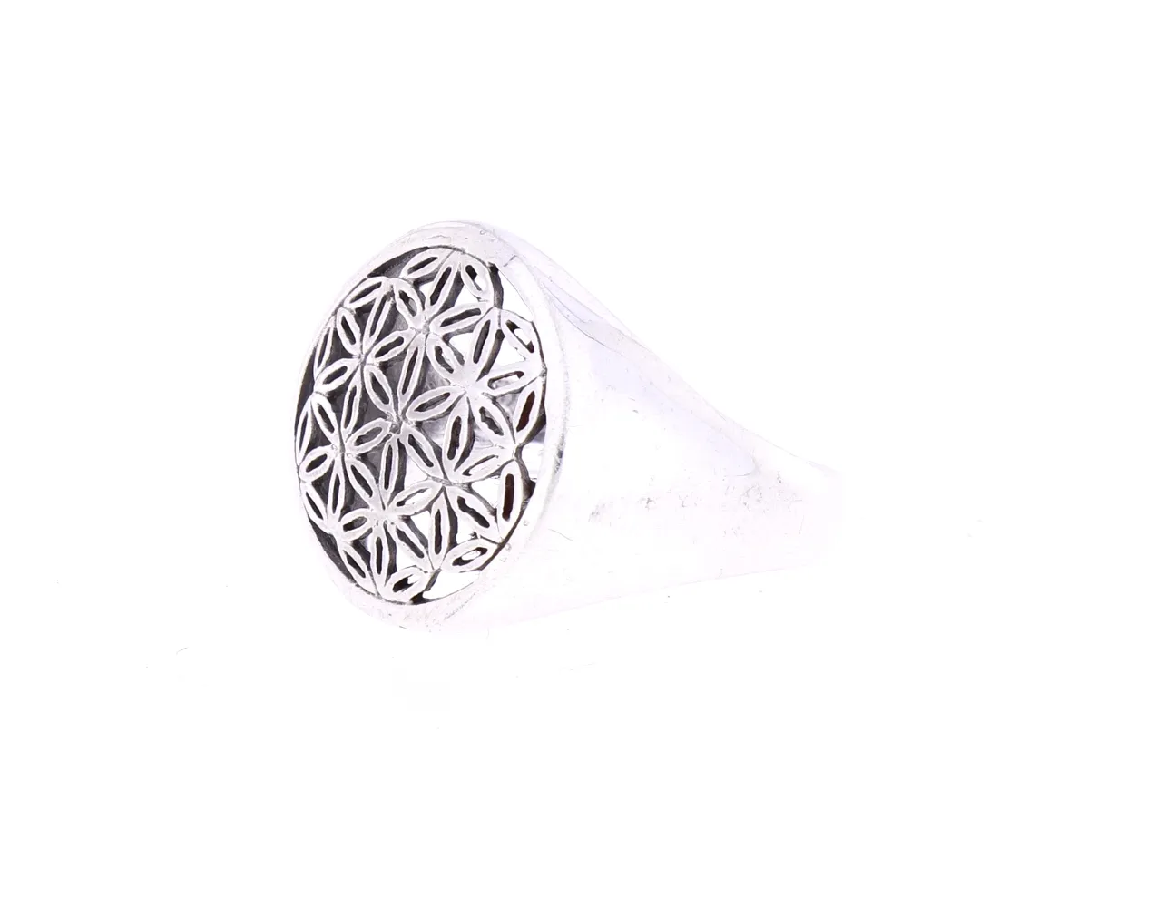 Blume des Lebens auf Nepal Ring Handarbeit Silber Größe 60-9 Fingerring IX-40