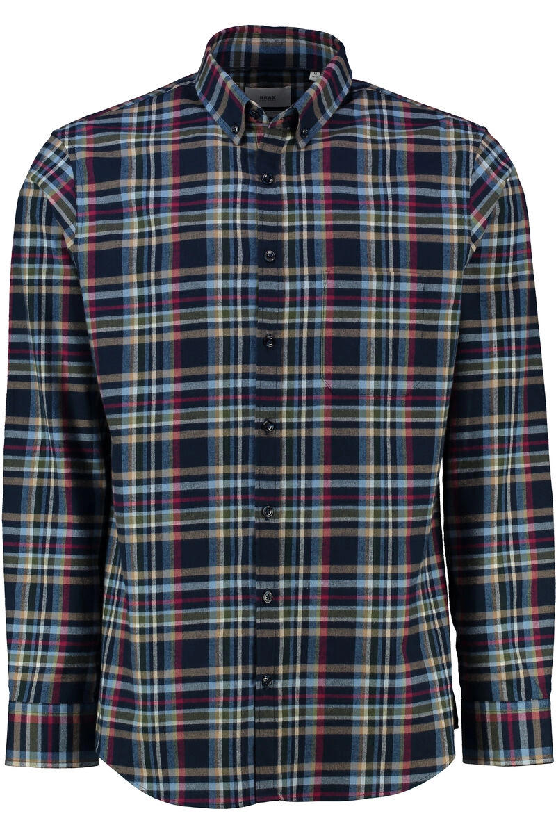 BRAX Light Flanell Hemd Daniel marine kariert Modern Fit Langarm Button-Down