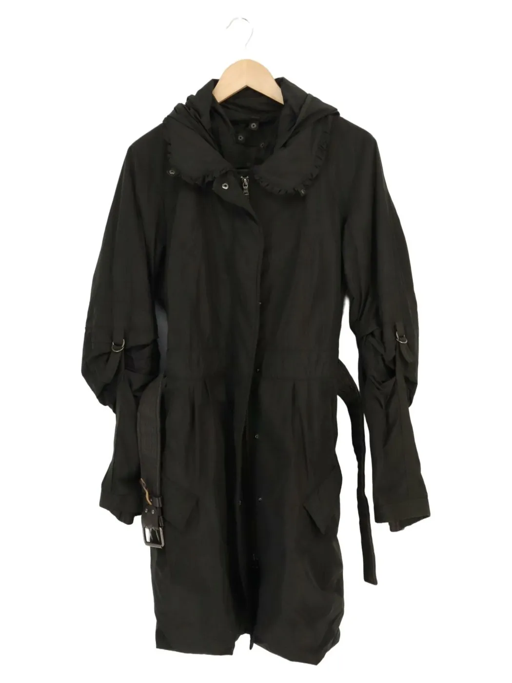 Damen Wollmantel Schwarz Gr. 40 Knopfleiste Elegant