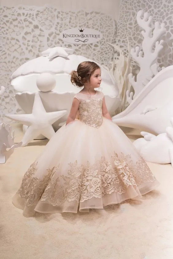 Designer Prinzessin Blumenmädchenkleider Spitze | Kleider für Blumenmädchen