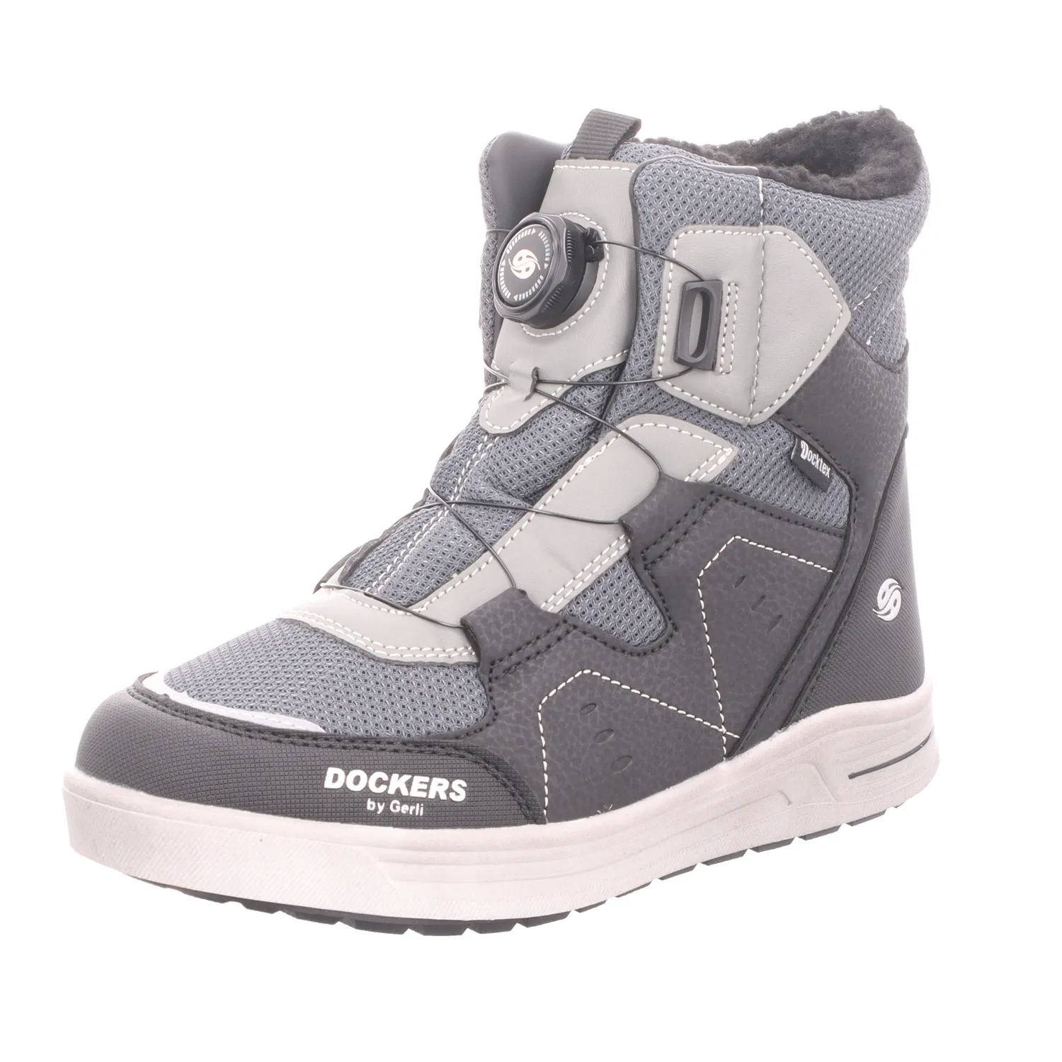 Dockers Kinder-Jungen-TEX-Stieflette-Winterstiefel-Schneestiefel Schwarz-Grau