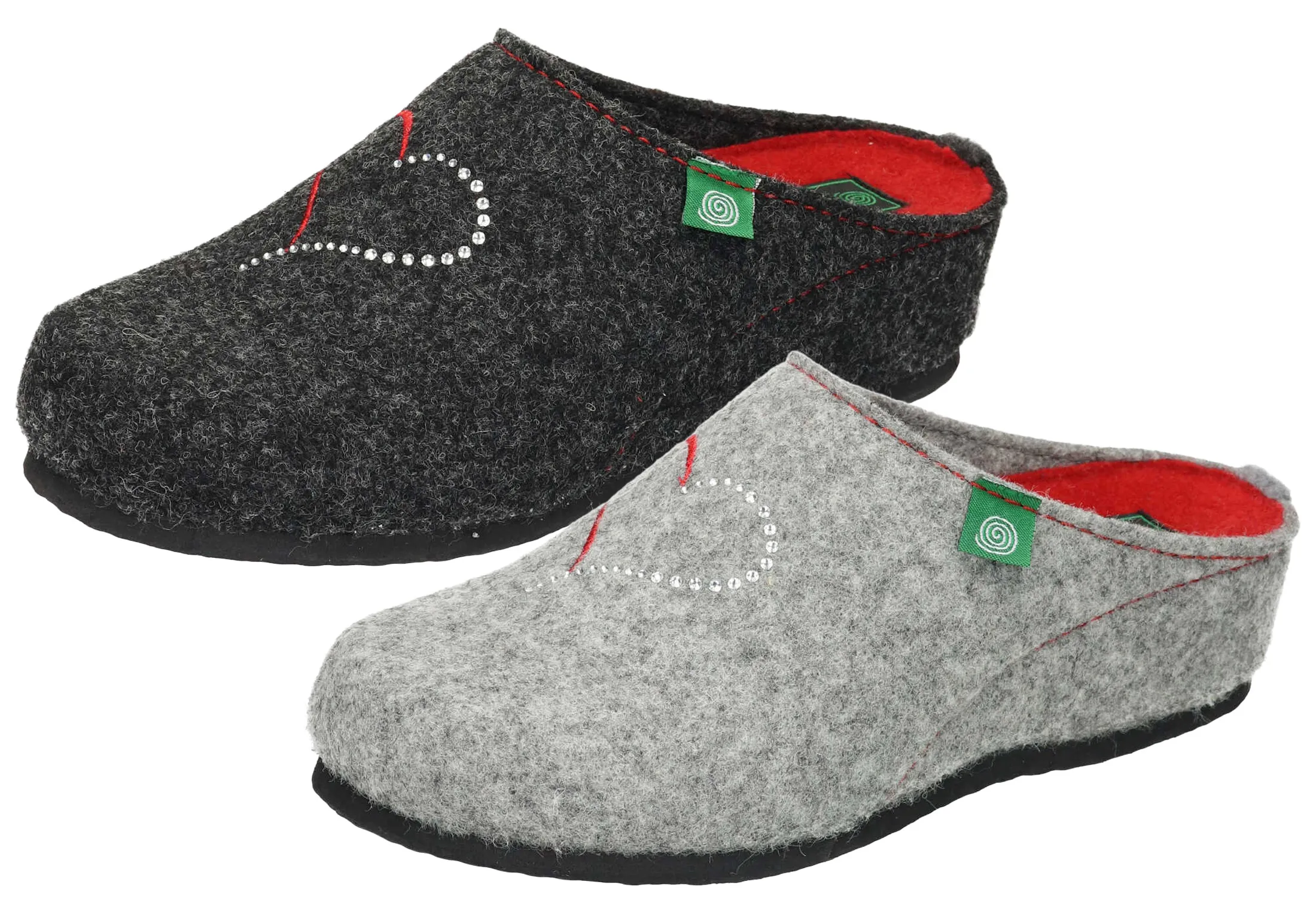 Dr. Brinkmann Damen Hausschuh Pantoffel Filz ungefüttert Herz Detail