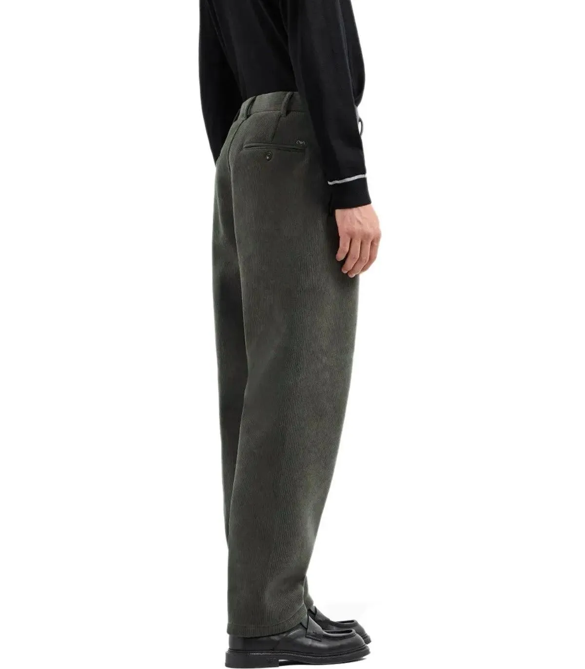   Emporio Armani  EMPORIO ARMANI GRÜNE GERIPPTE HOSE grün  Hosen 