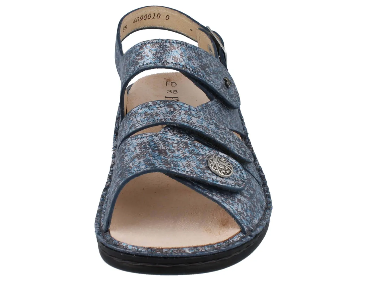 FINN COMFORT Gomera Damen Sandalen blau jeans Glattleder meliert