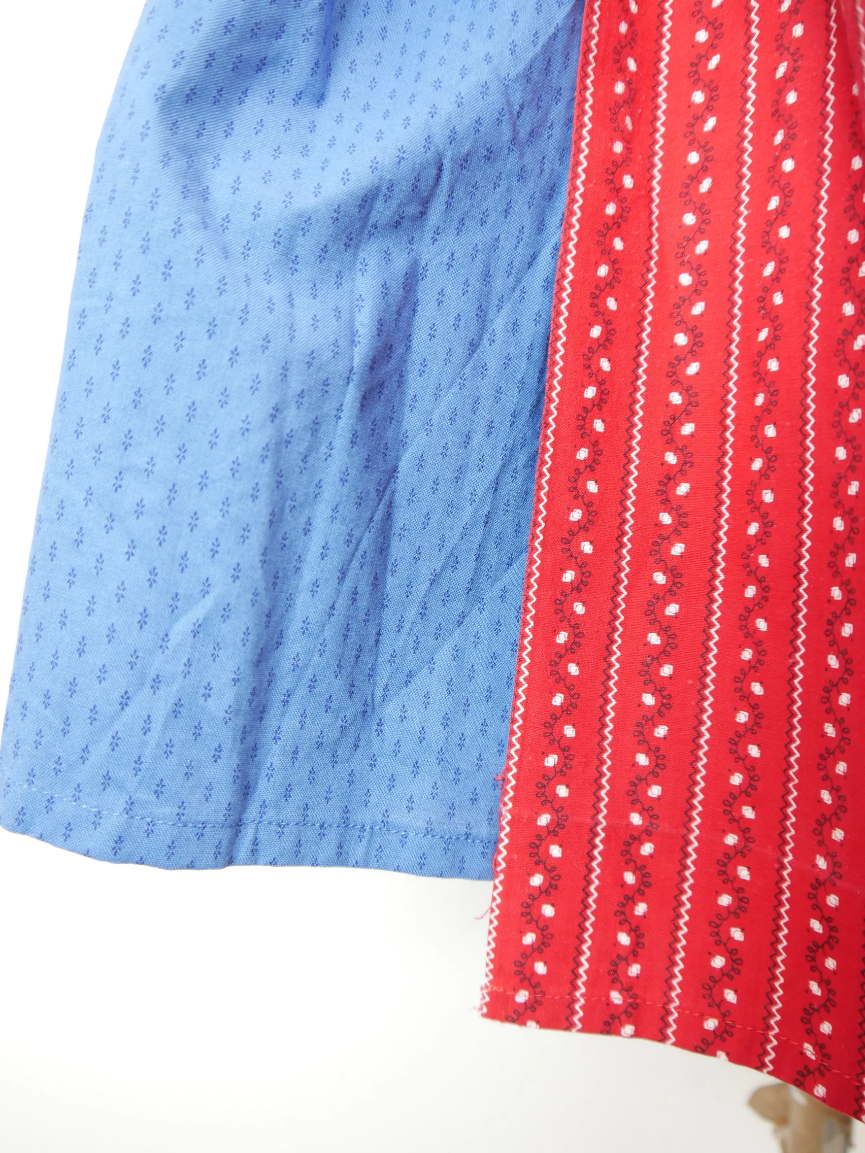 Handarbeit blau Baumwolle mit Wienernaht großartiges Dirndl mit Schürze Gr.48