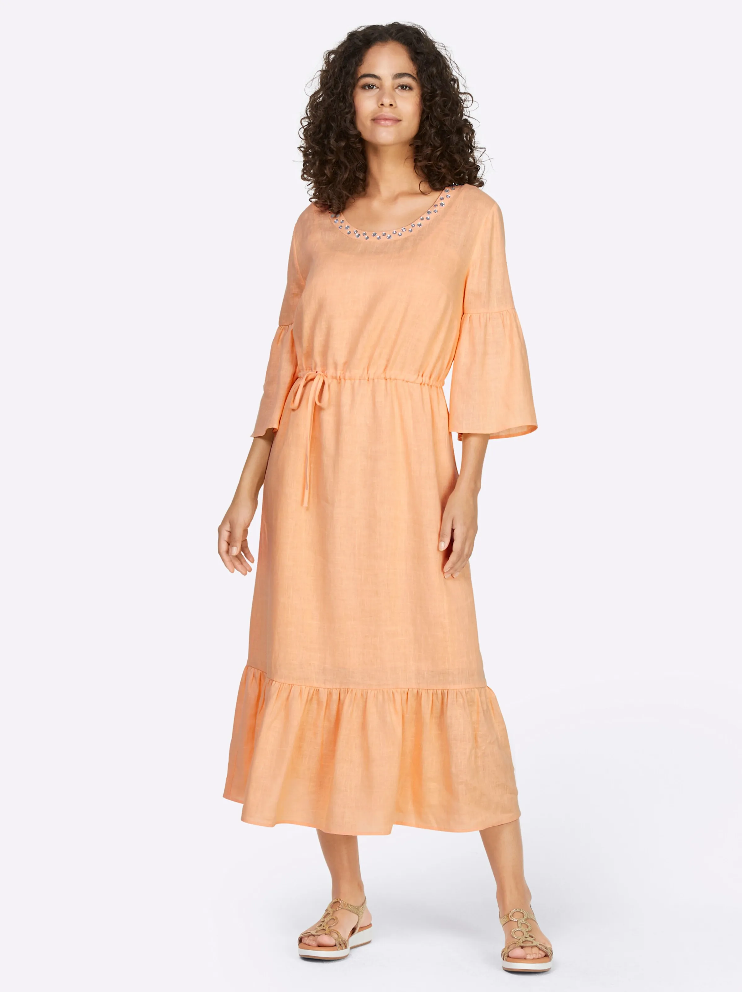 heine Leinenkleid in apricot