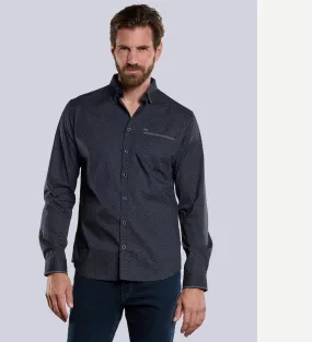 Herren engbers Langarm-Hemd gemustert in Schwarz kaufen 33799