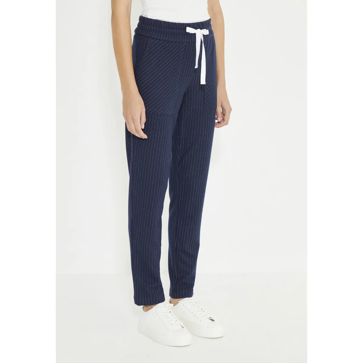 Just Like You - Navy Blue Striped Knitted Trousers