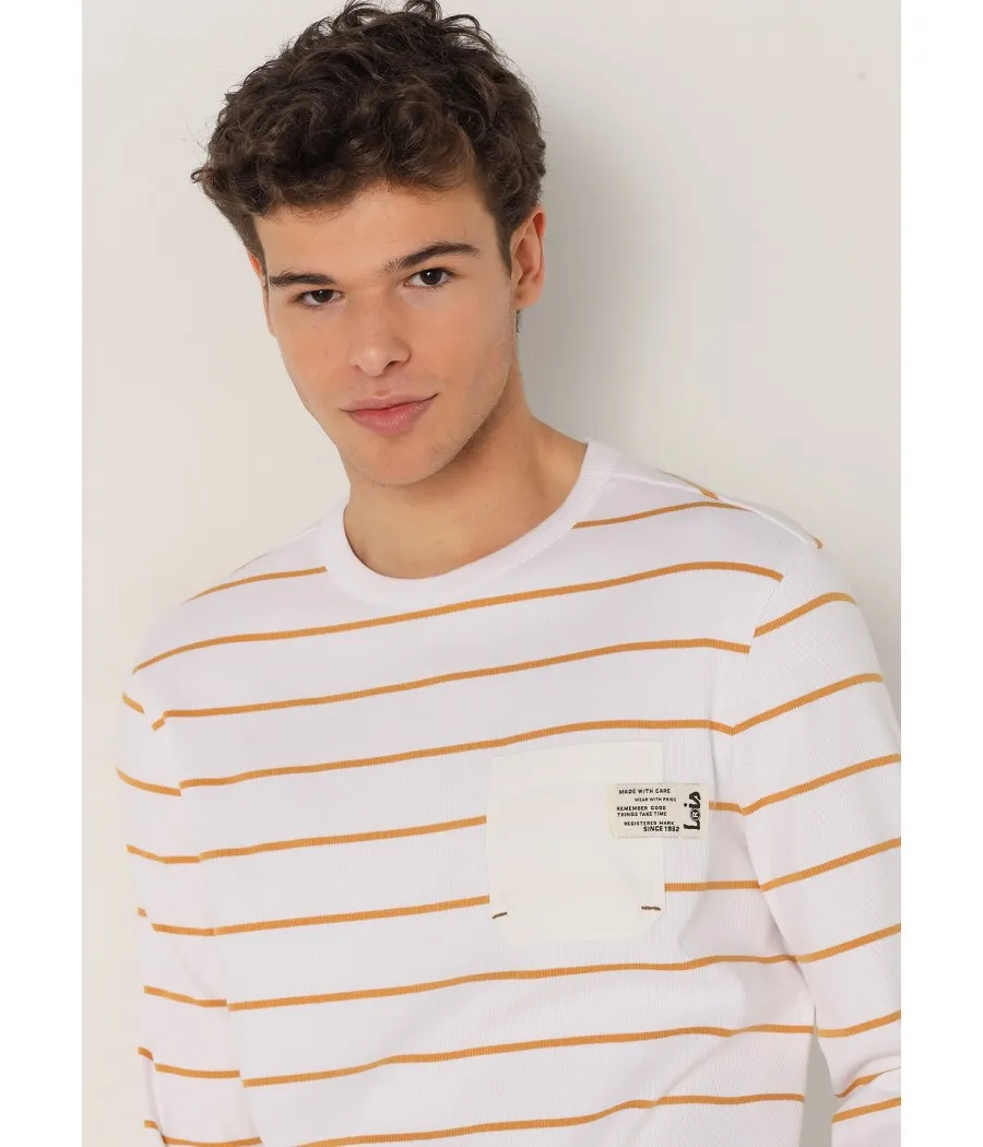 LOIS JEANS - Gestreiftes Langarm-T-Shirt mit Kontrasttasche