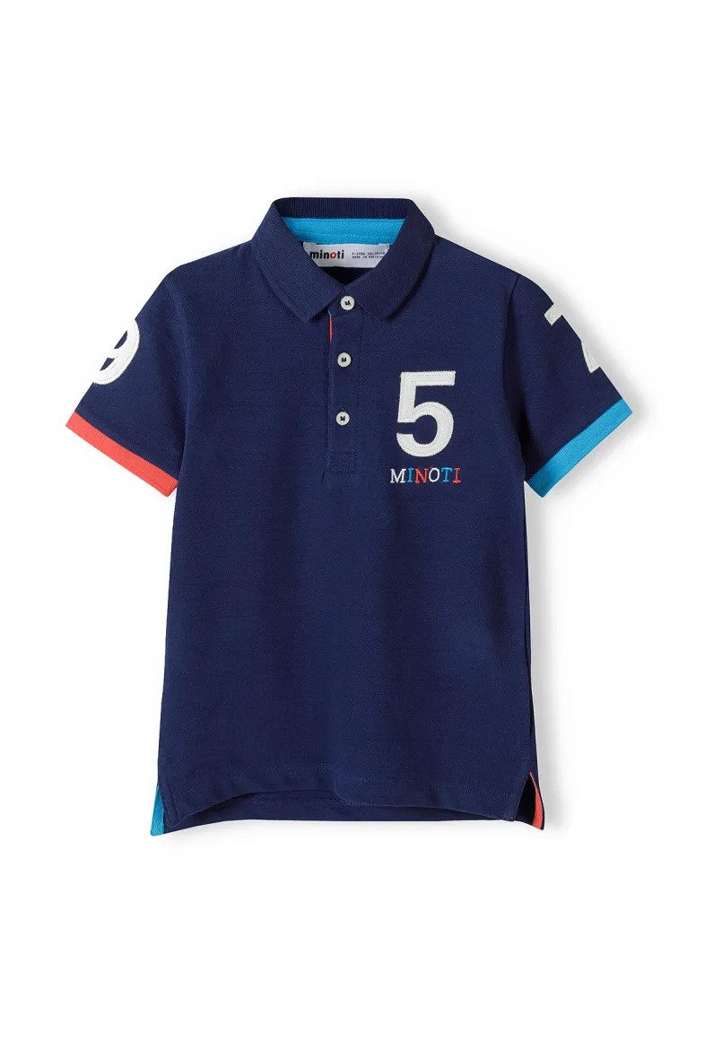 Marineblaues Poloshirt mit Aufnäher (TIDE 6) MINOTI