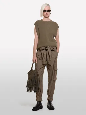 Olivgrüner Strick-Pullunder, Militärgrün 