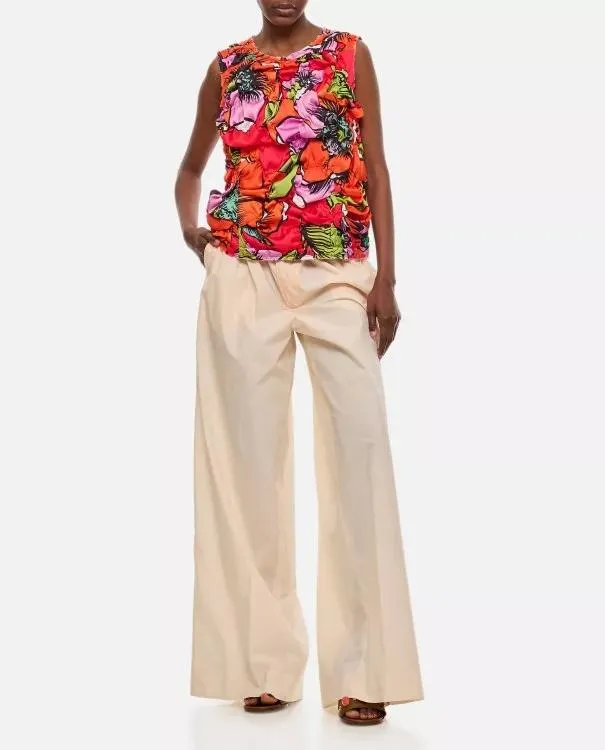   Quira  Oversized Cotton Trousers Neutrals