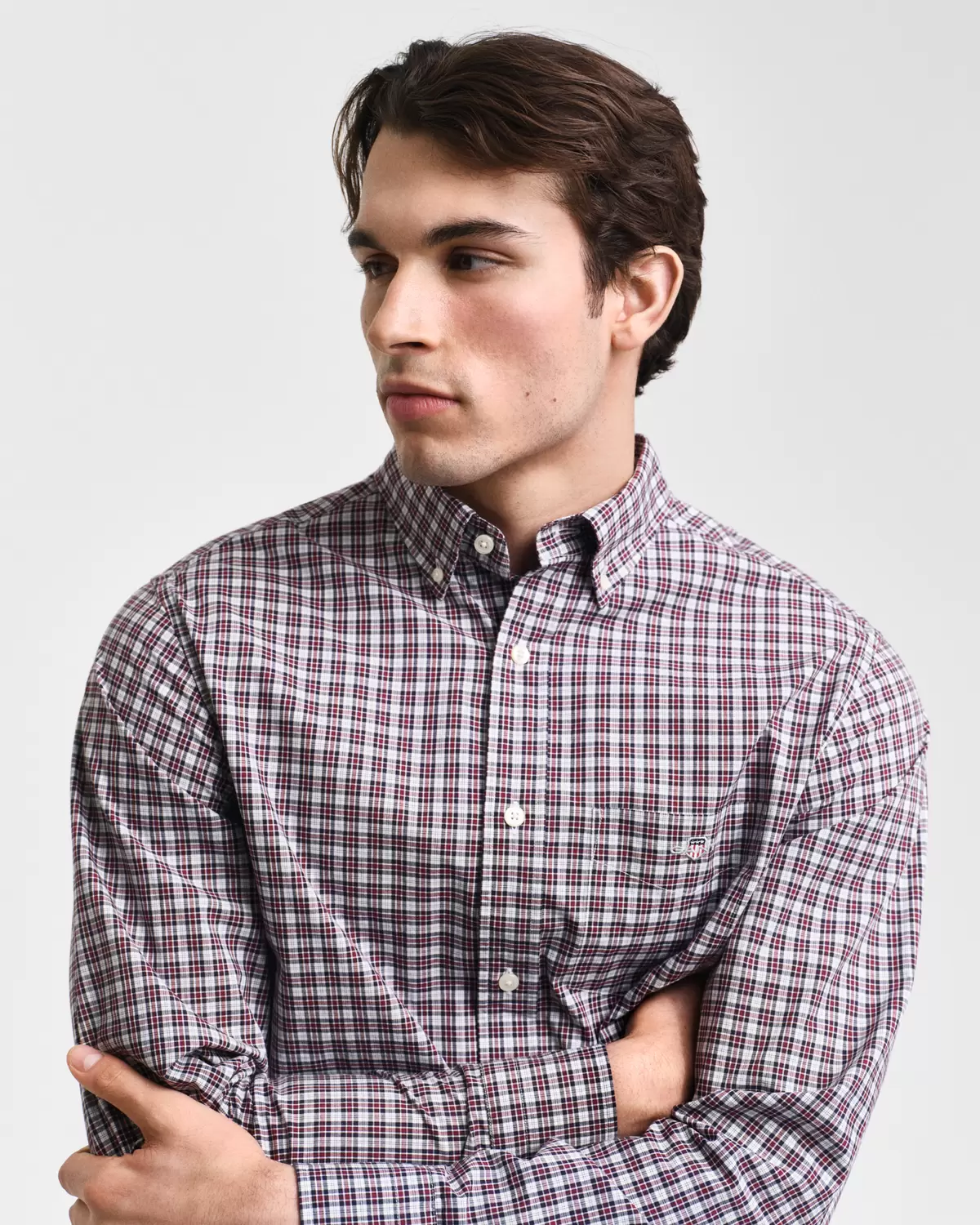 Regular Fit Popeline Hemd mit kleinem Karomuster