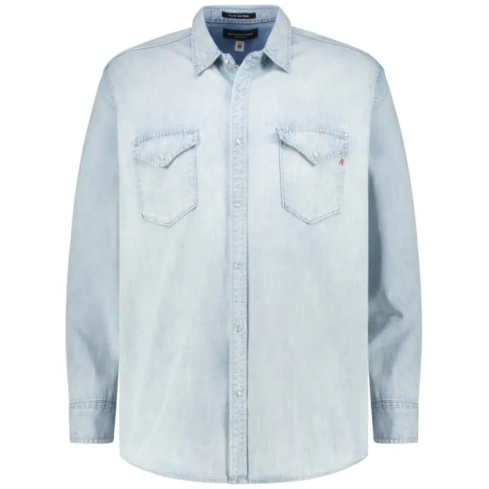 Replay Jeanshemd im Western-Style, hellblau 