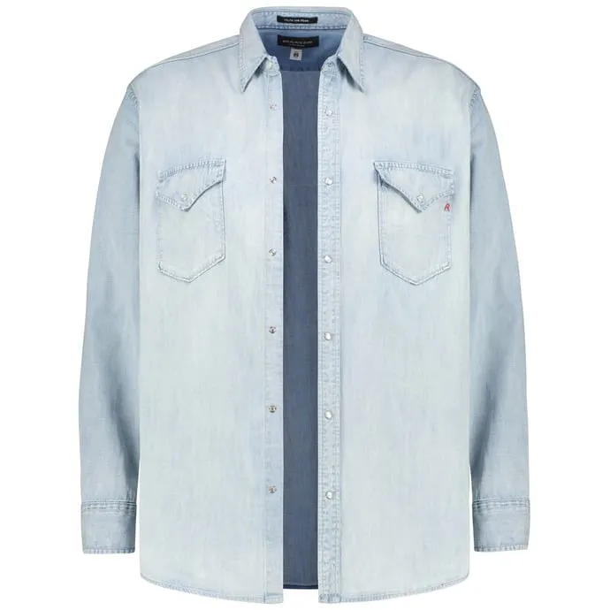 Replay Jeanshemd im Western-Style, hellblau 