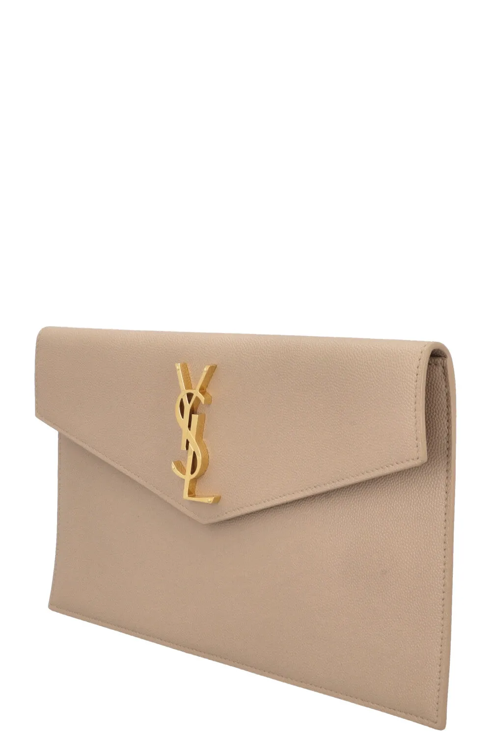 SAINT LAURENT Grain De Poudre Uptown Clutch Beige