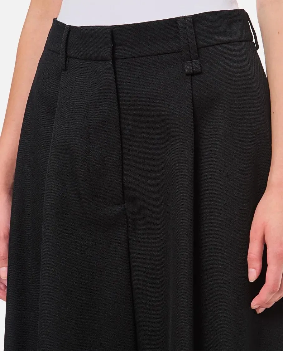   Simone Rocha  Wool Sculpted Cropped Wide Leg Trousers Black
