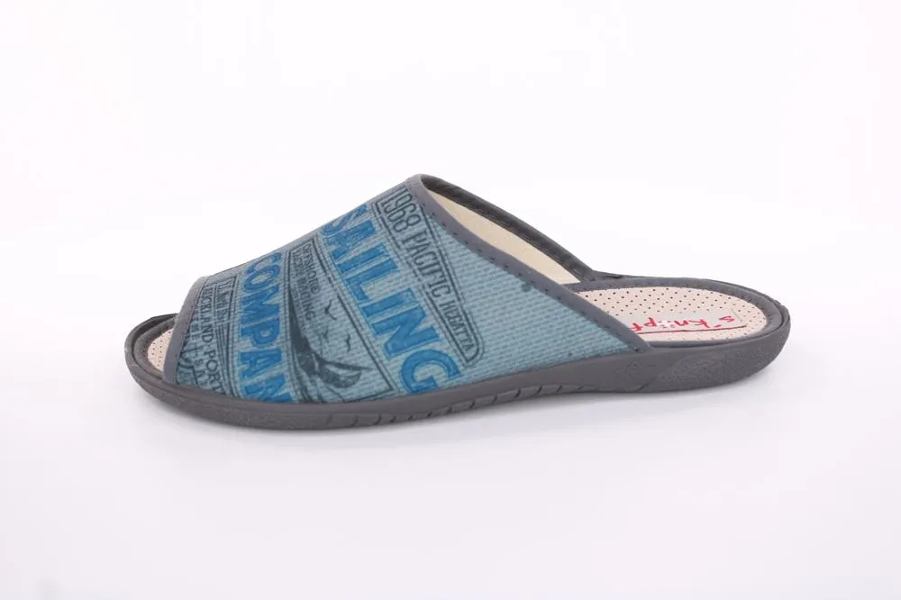 s`knöpfli Herren Pantolette Hausschuh blau S13 AC10786