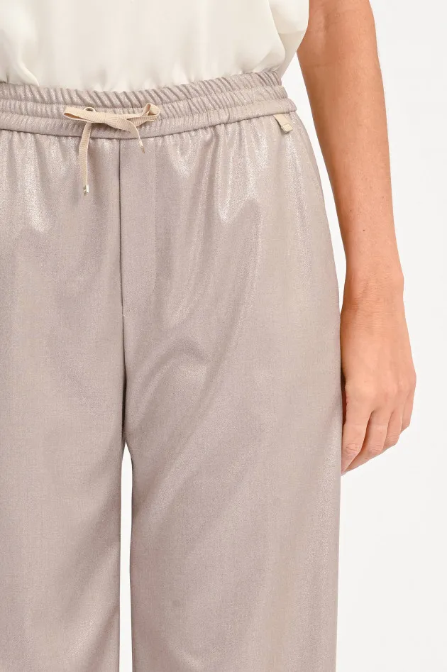 Weite Hose in Taupe mit Glitzer-Effekt