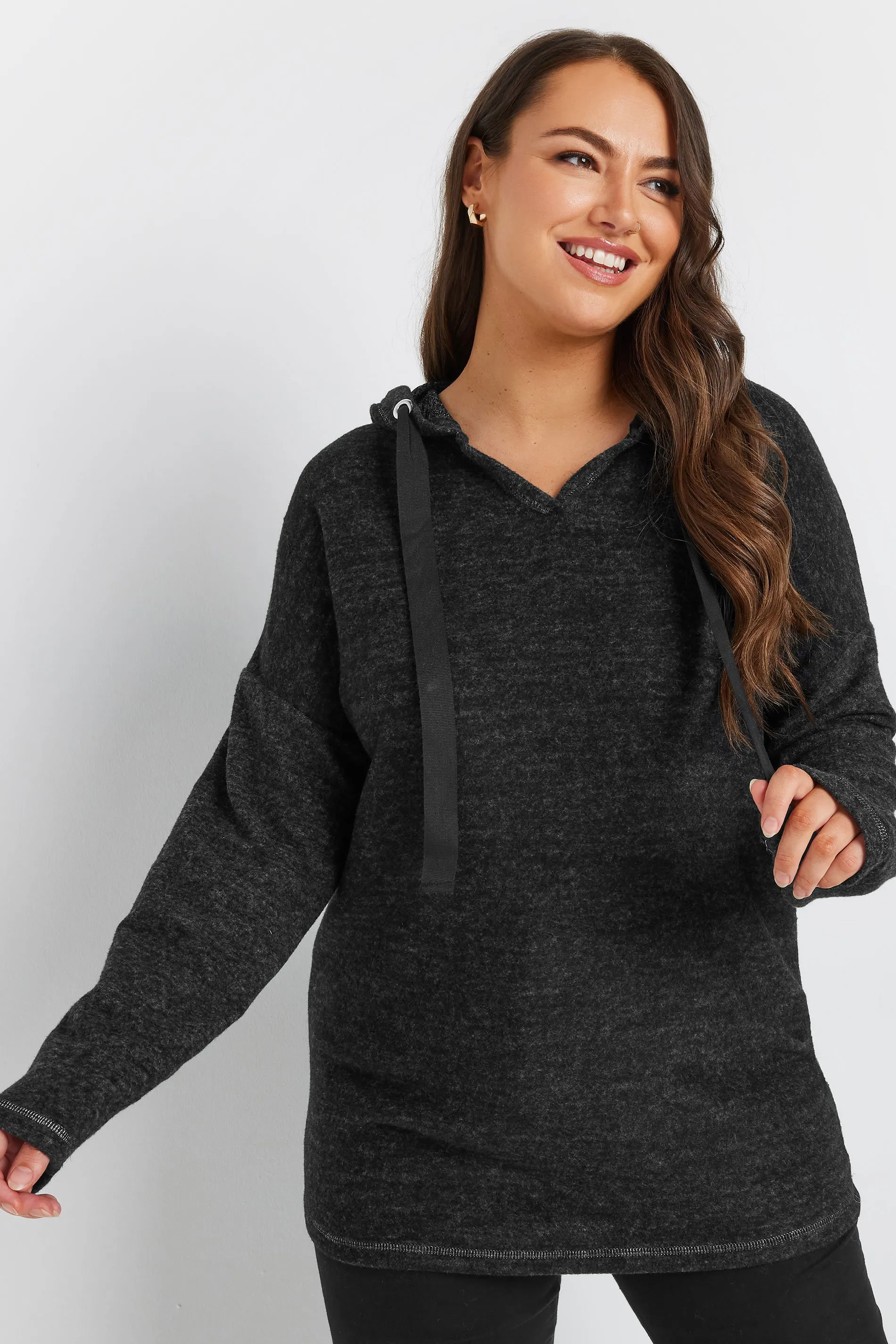 YOURS – Hoodie in Grau aus Soft-Touch-Gewebe