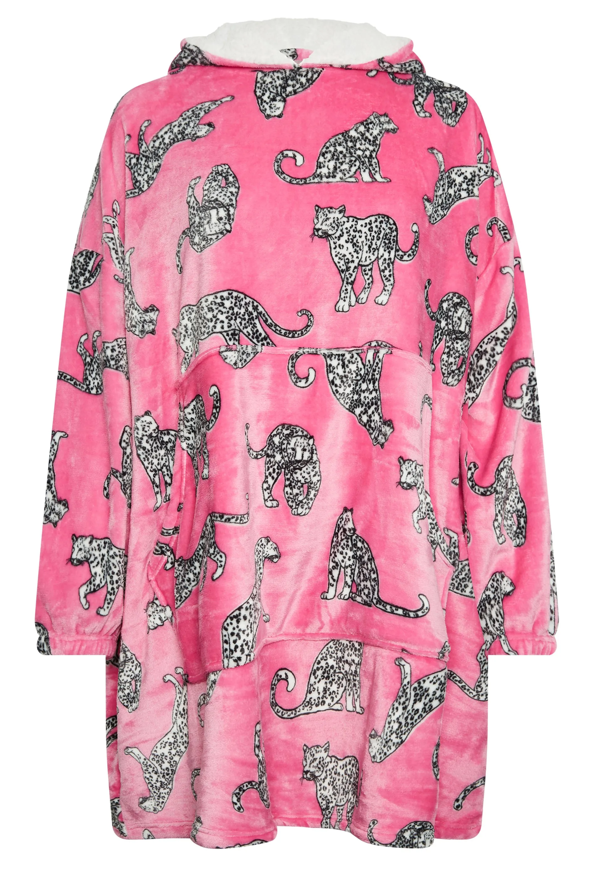 YOURS – Kuscheliger Hoodie in Rosa aus Soft-Touch-Gewebe mit Animalprint