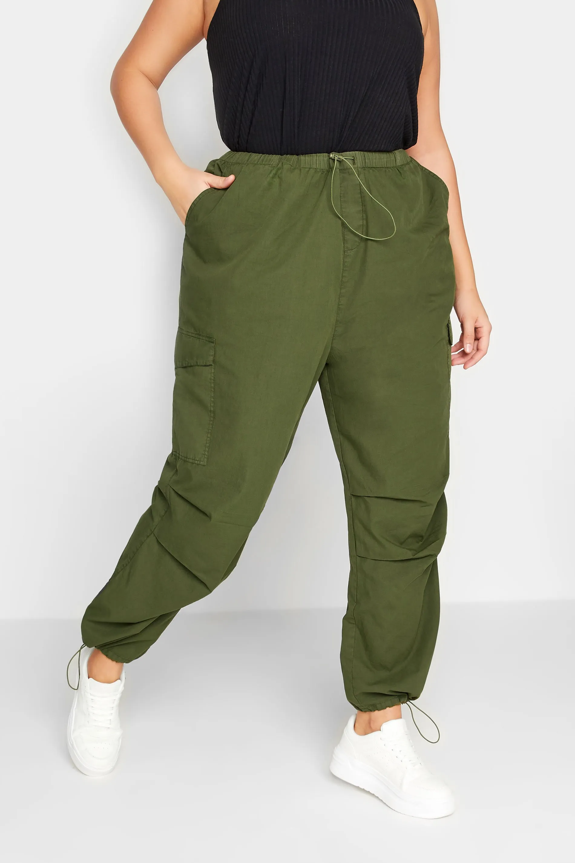 YOURS – Parachute-Hose in Khaki