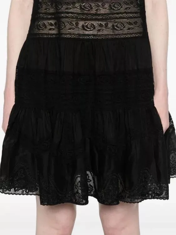   Zimmermann  Black Halliday Lace-Trim Mini Dress Black